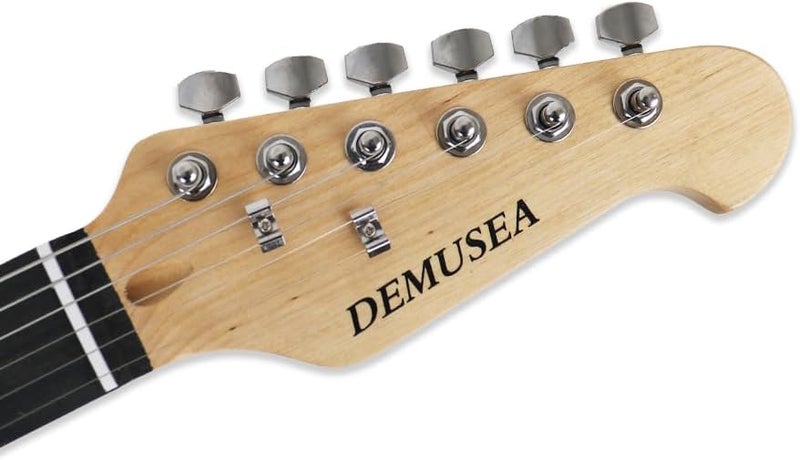demusea Full size electric guitars kit package black color single tremolo bridge with 5W amp plug in charging amplifier portable travel amp set practice for beginner starter with strap gigbag bundle (BKST-30) - Image 4